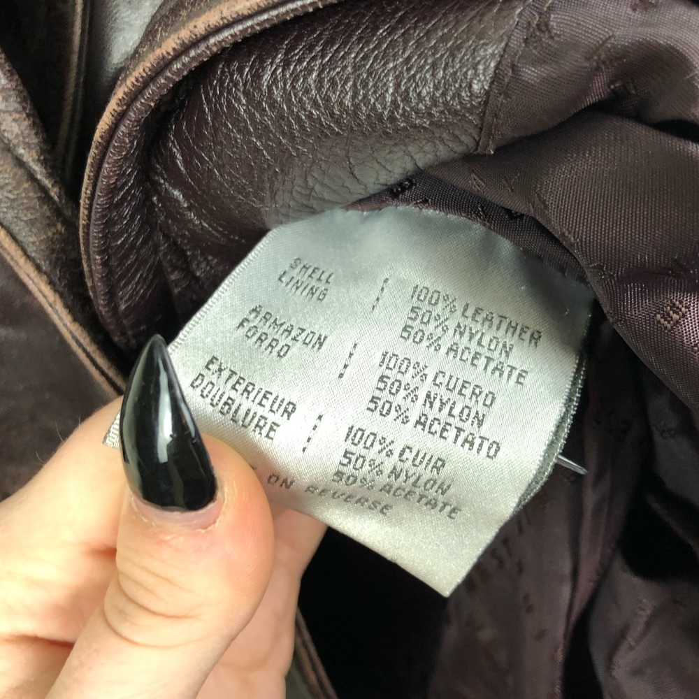 Nine West Brown 100% Leather Coat - Picture 6 of 7